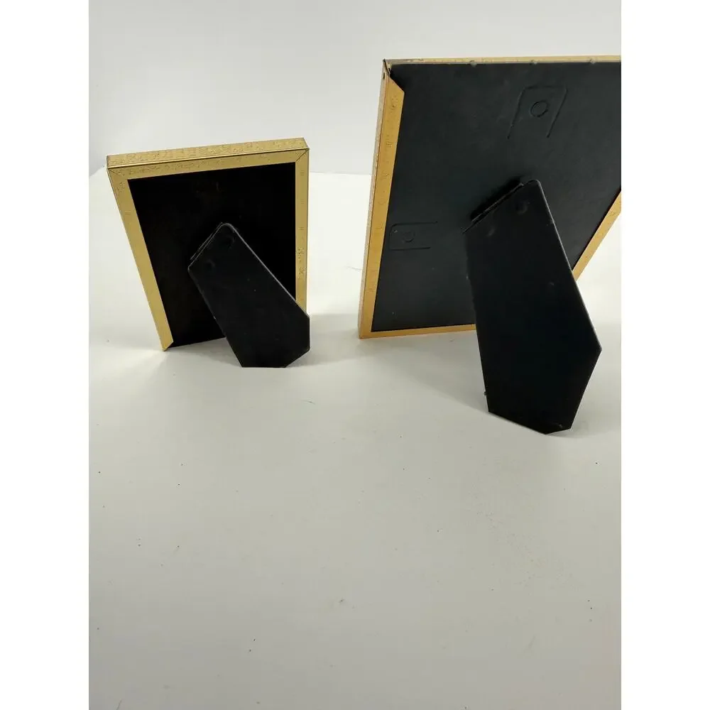 Matching Gold Floral Picture Frames 5x7 3.5x5 Tabletop Photo Frame Set Vintage